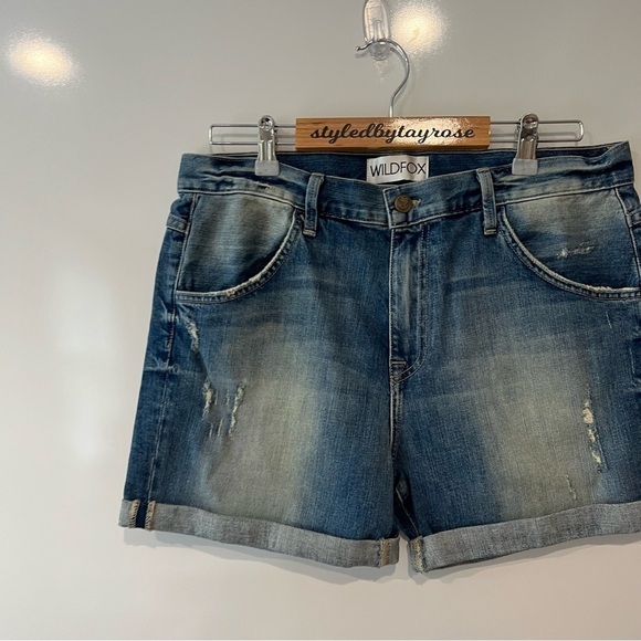 Nwt Wildfox Bijoux Boyfriend Shorts in Fallen Wash - Picture 3 of 12